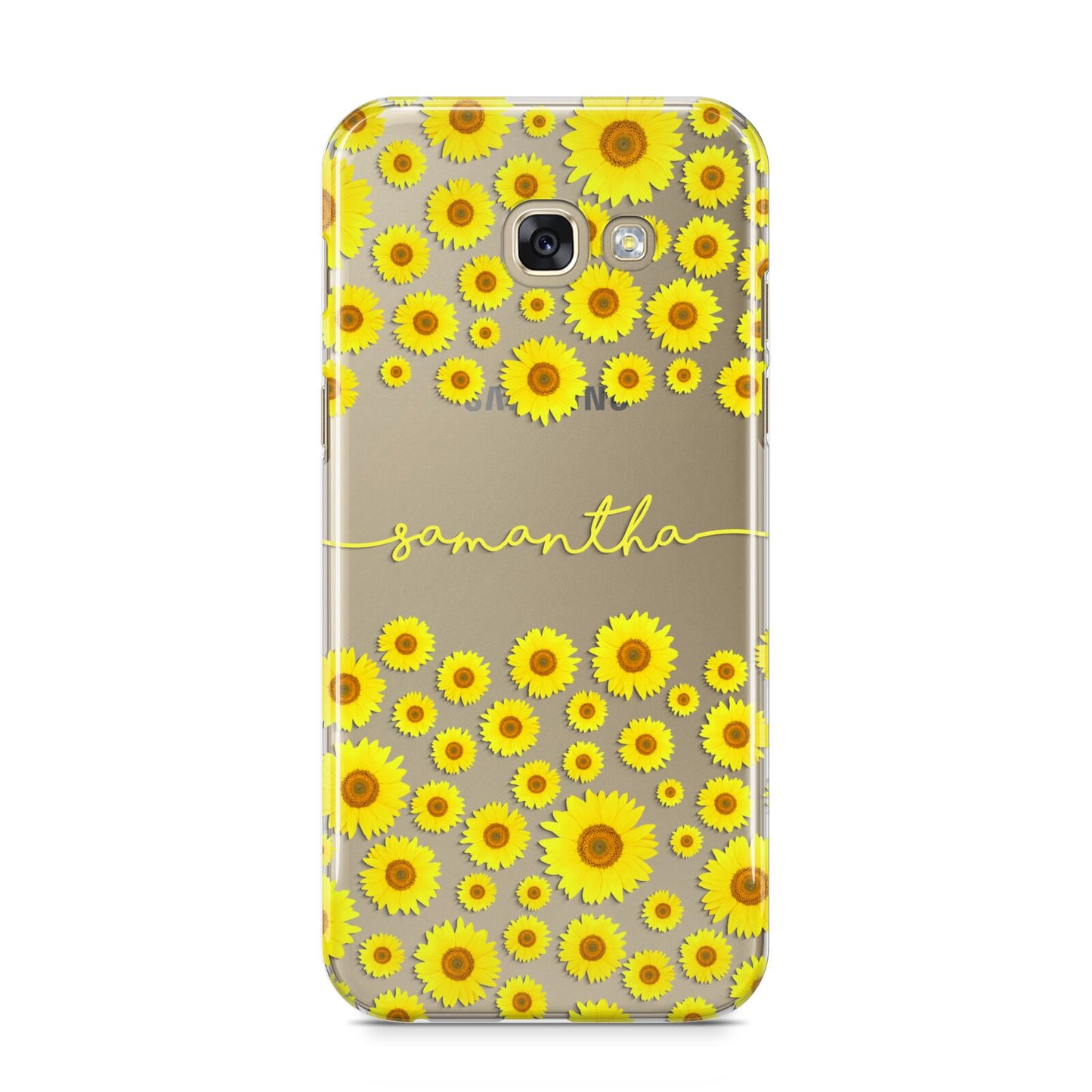 Personalised Sunflower Samsung Galaxy A5 2017 Case on gold phone