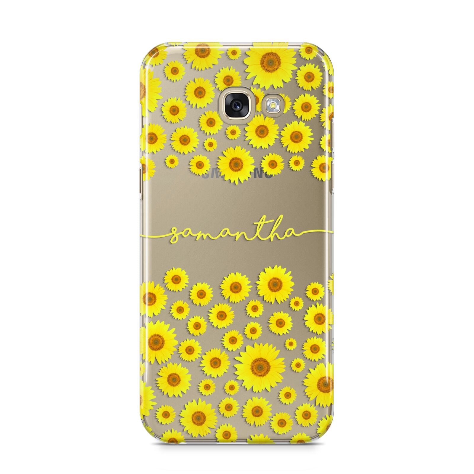 Personalised Sunflower Samsung Galaxy A5 2017 Case on gold phone