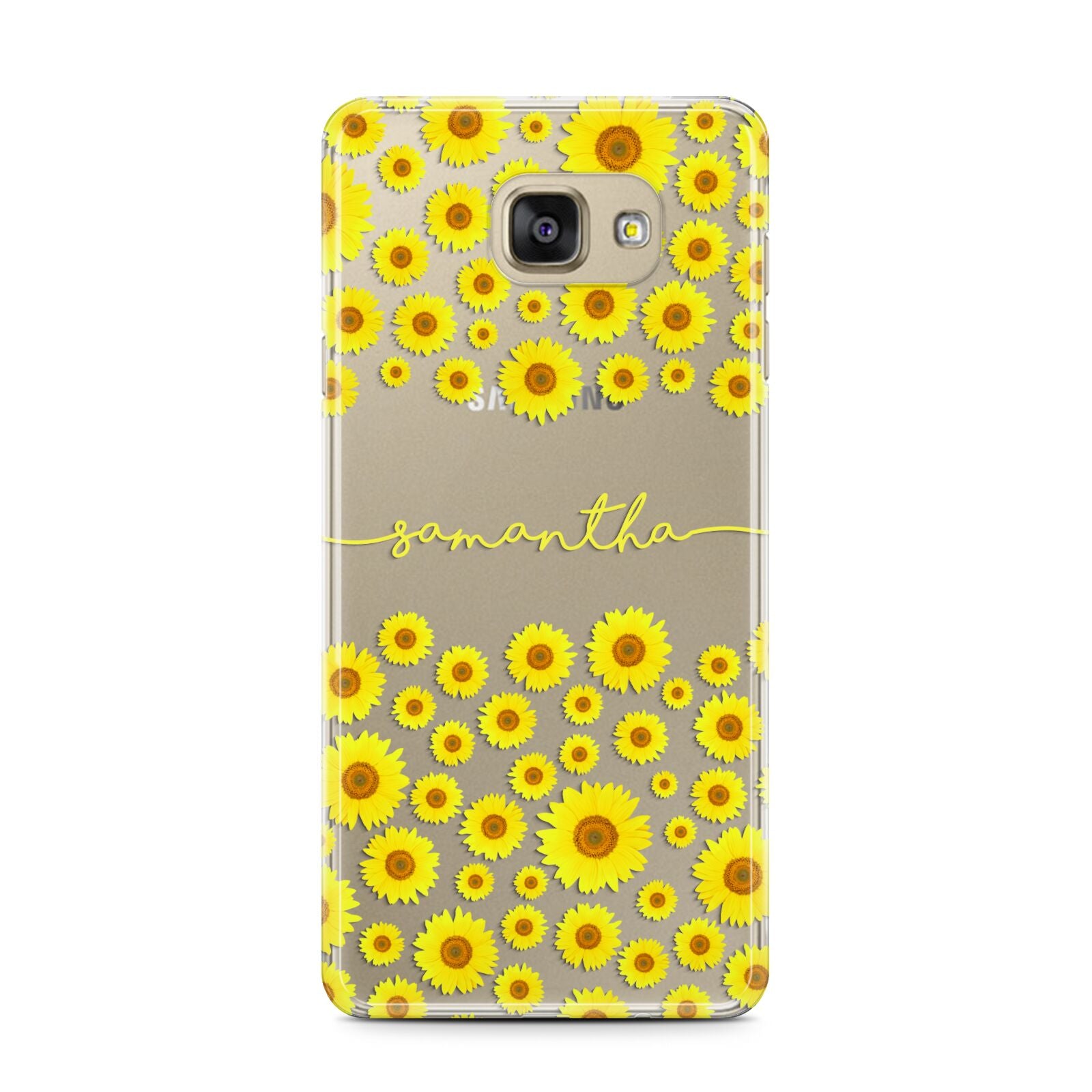 Personalised Sunflower Samsung Galaxy A7 2016 Case on gold phone