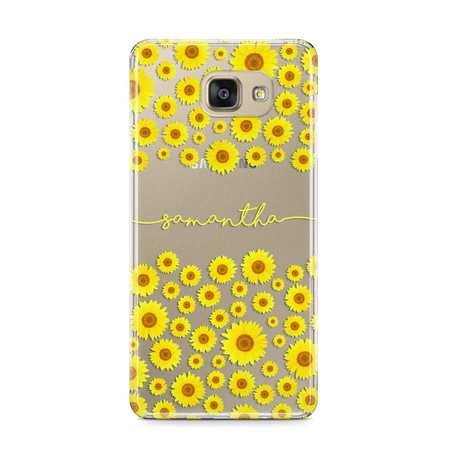 Personalised Sunflower Samsung Galaxy A9 2016 Case on gold phone