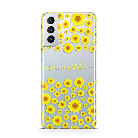 Personalised Sunflower Samsung S21 Plus Phone Case