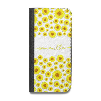 Personalised Sunflower Vegan Leather Flip Samsung Case