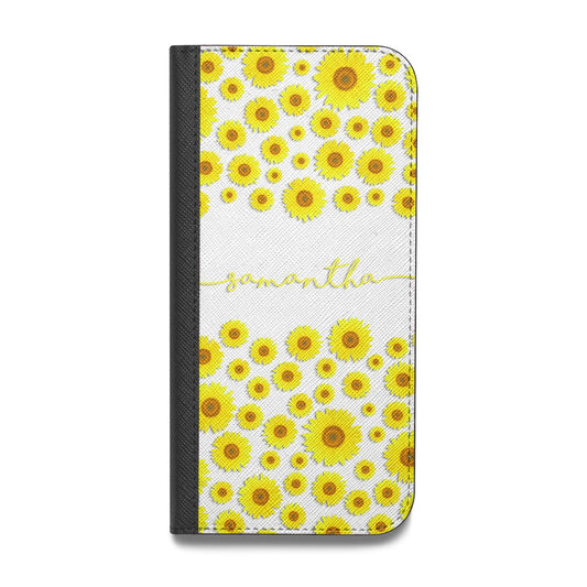 Personalised Sunflower Vegan Leather Flip Samsung Case