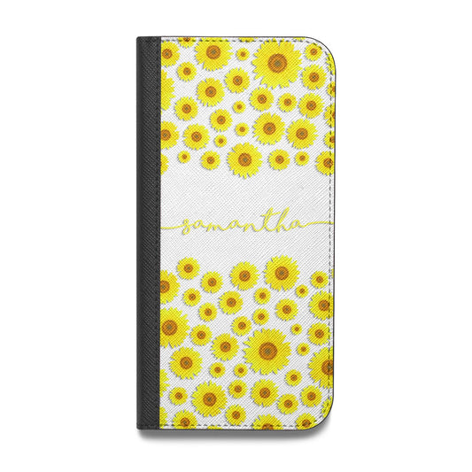 Personalised Sunflower Vegan Leather Flip iPhone Case