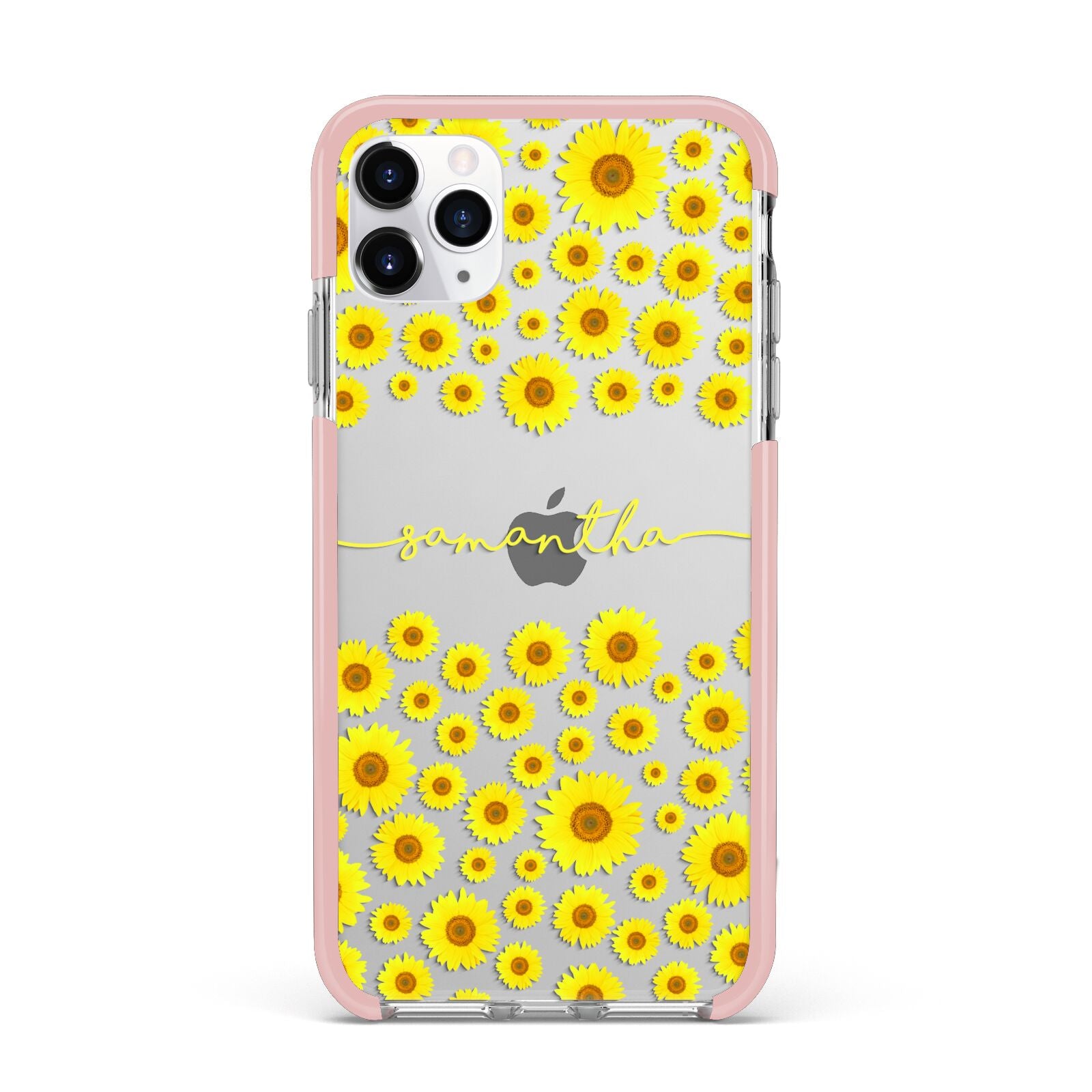 Personalised Sunflower iPhone 11 Pro Max Impact Pink Edge Case