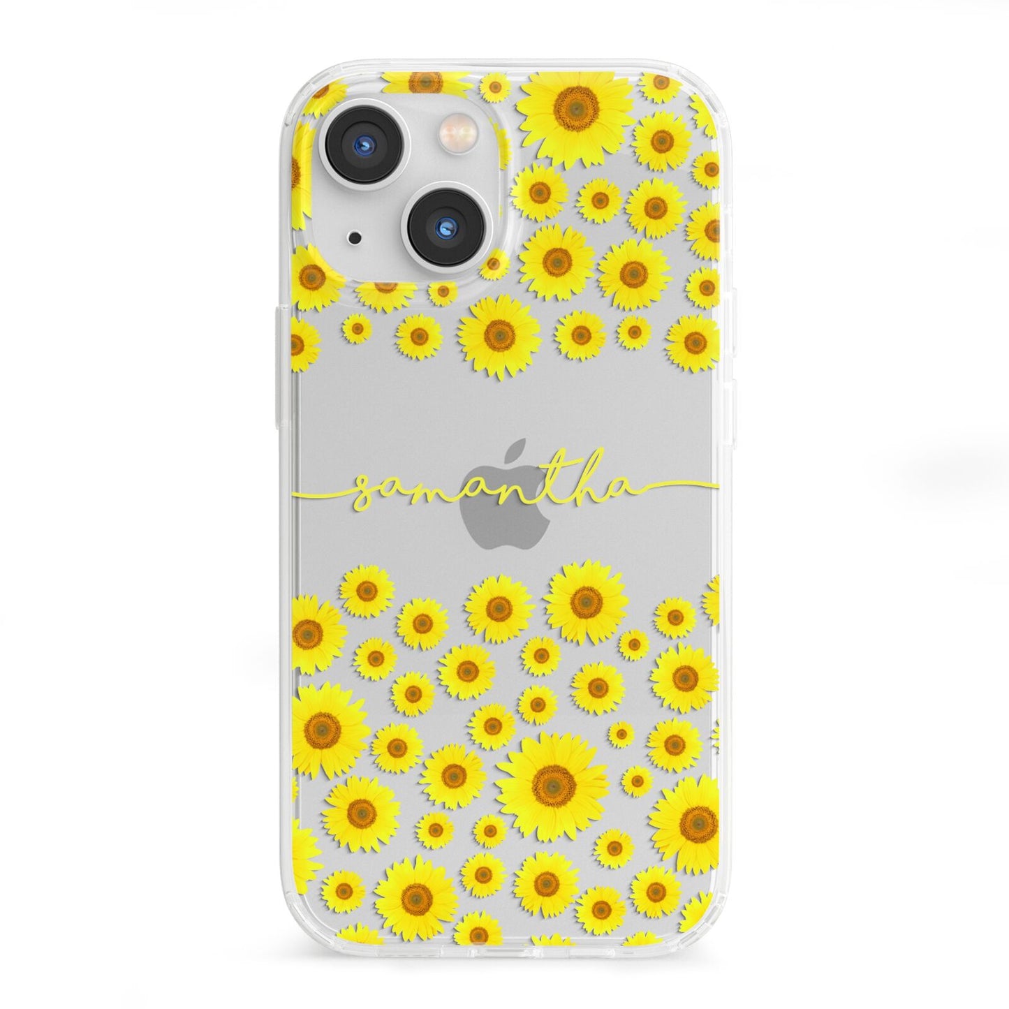 Personalised Sunflower iPhone 13 Mini Clear Bumper Case