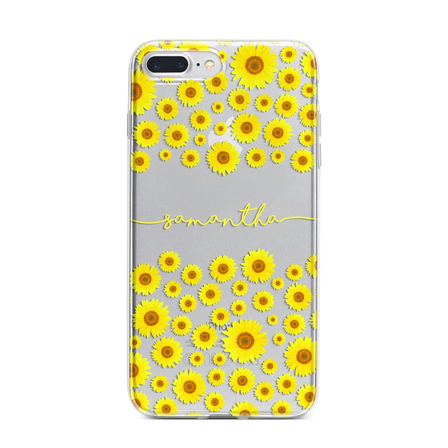 Personalised Sunflower iPhone 7 Plus Bumper Case on Silver iPhone