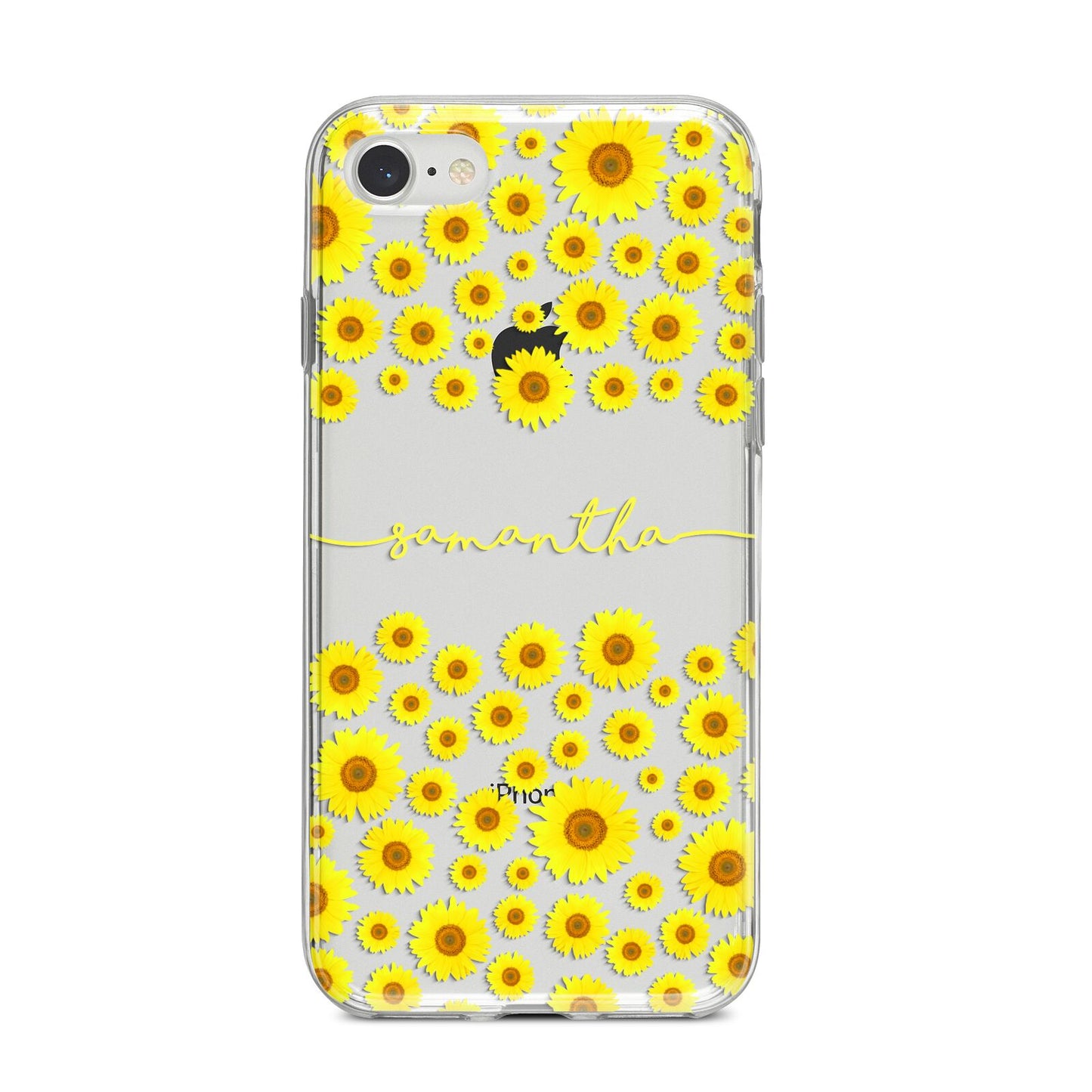 Personalised Sunflower iPhone 8 Bumper Case on Silver iPhone