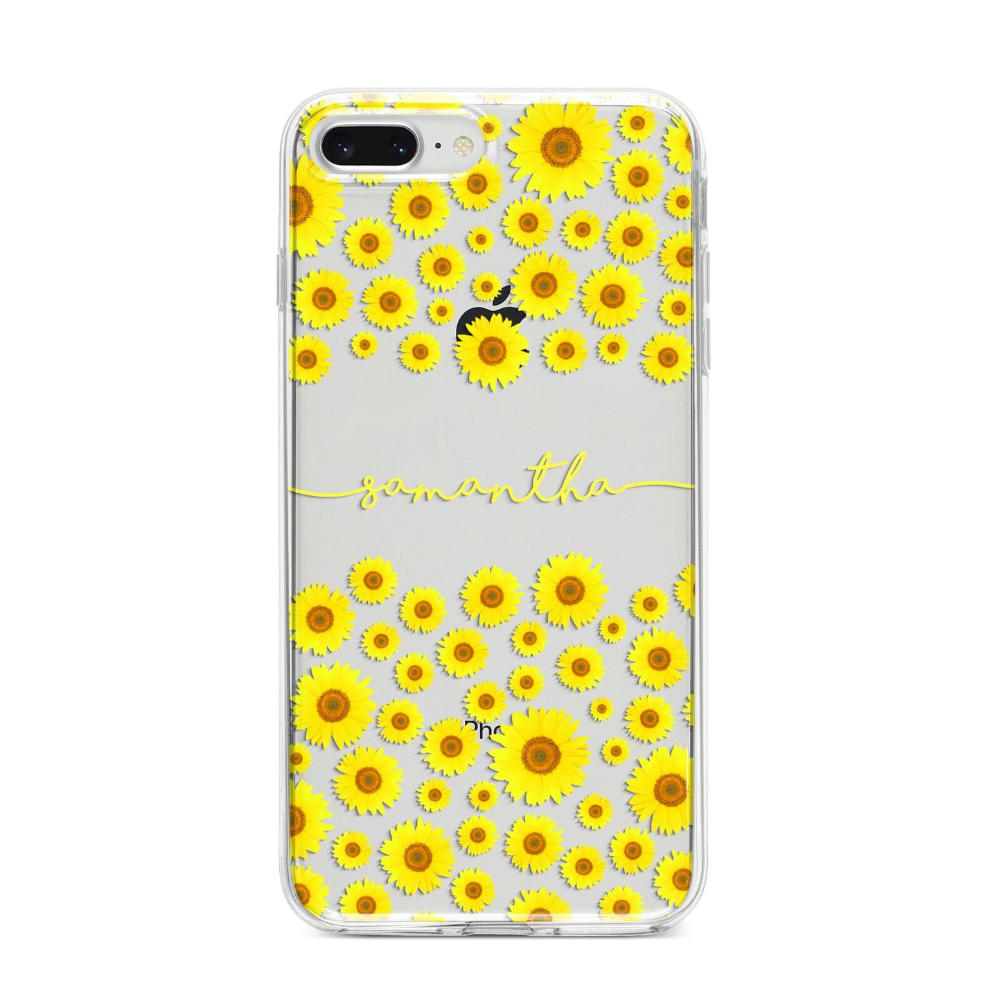 Personalised Sunflower iPhone 8 Plus Bumper Case on Silver iPhone