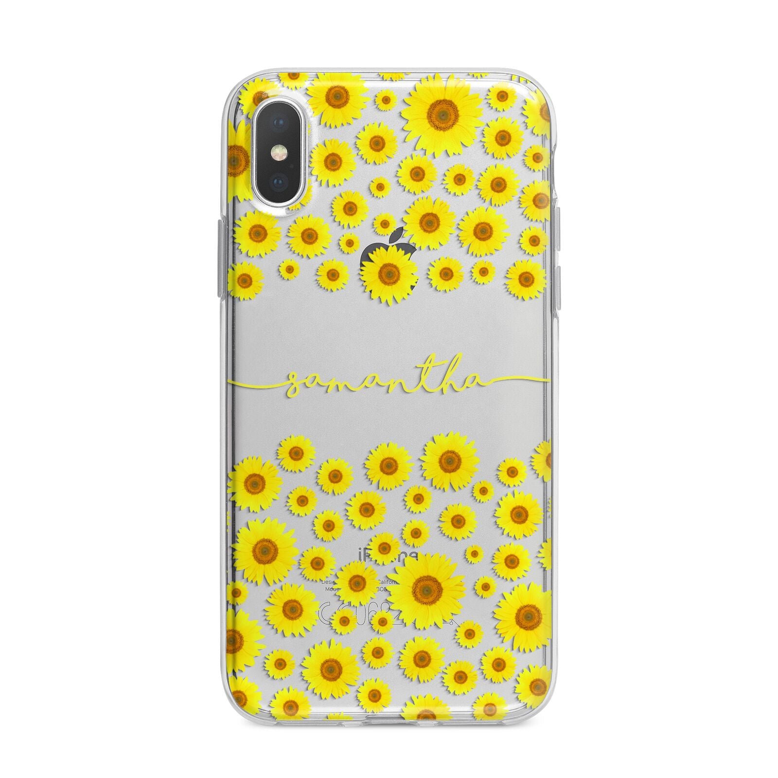 Personalised Sunflower iPhone X Bumper Case on Silver iPhone Alternative Image 1