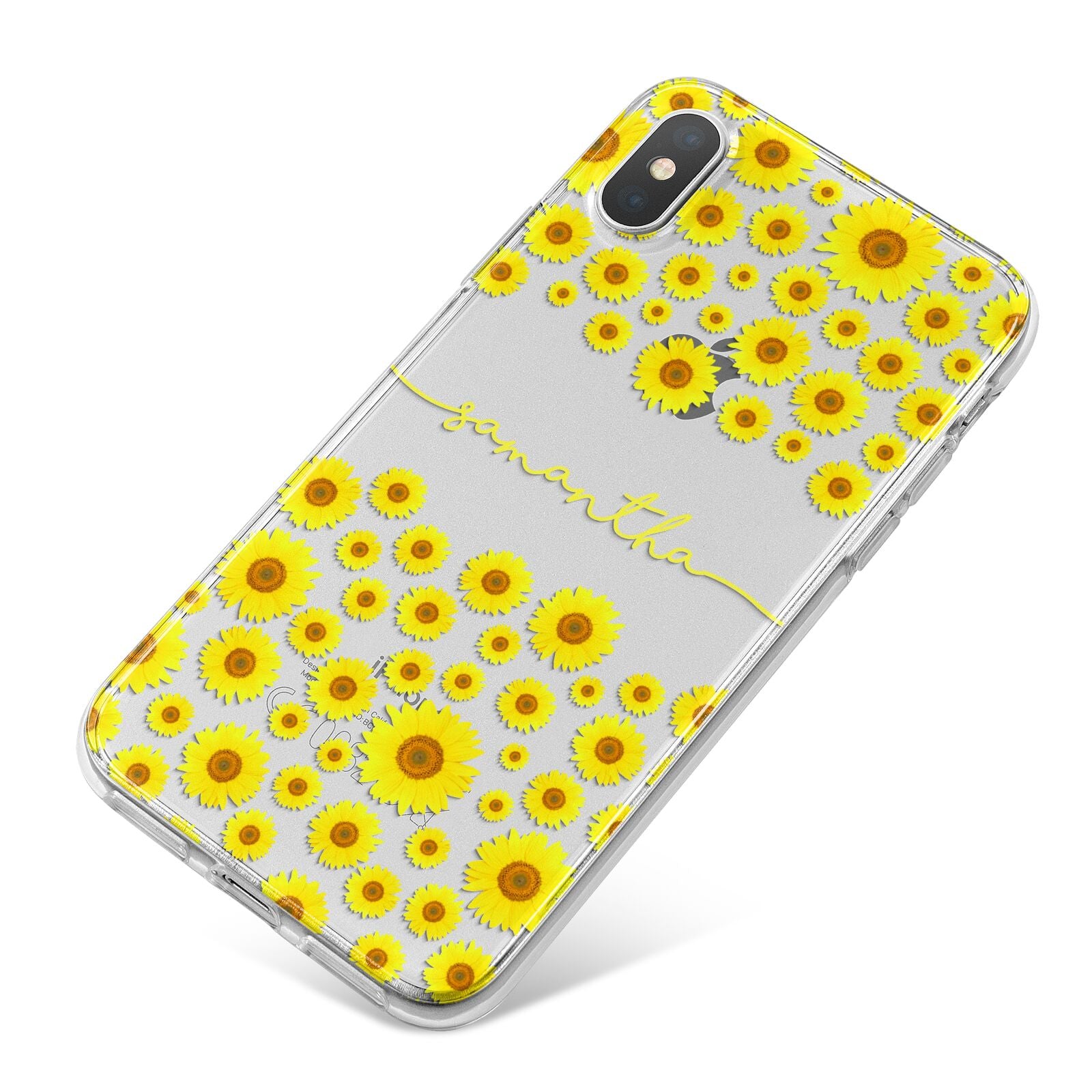 Personalised Sunflower iPhone X Bumper Case on Silver iPhone
