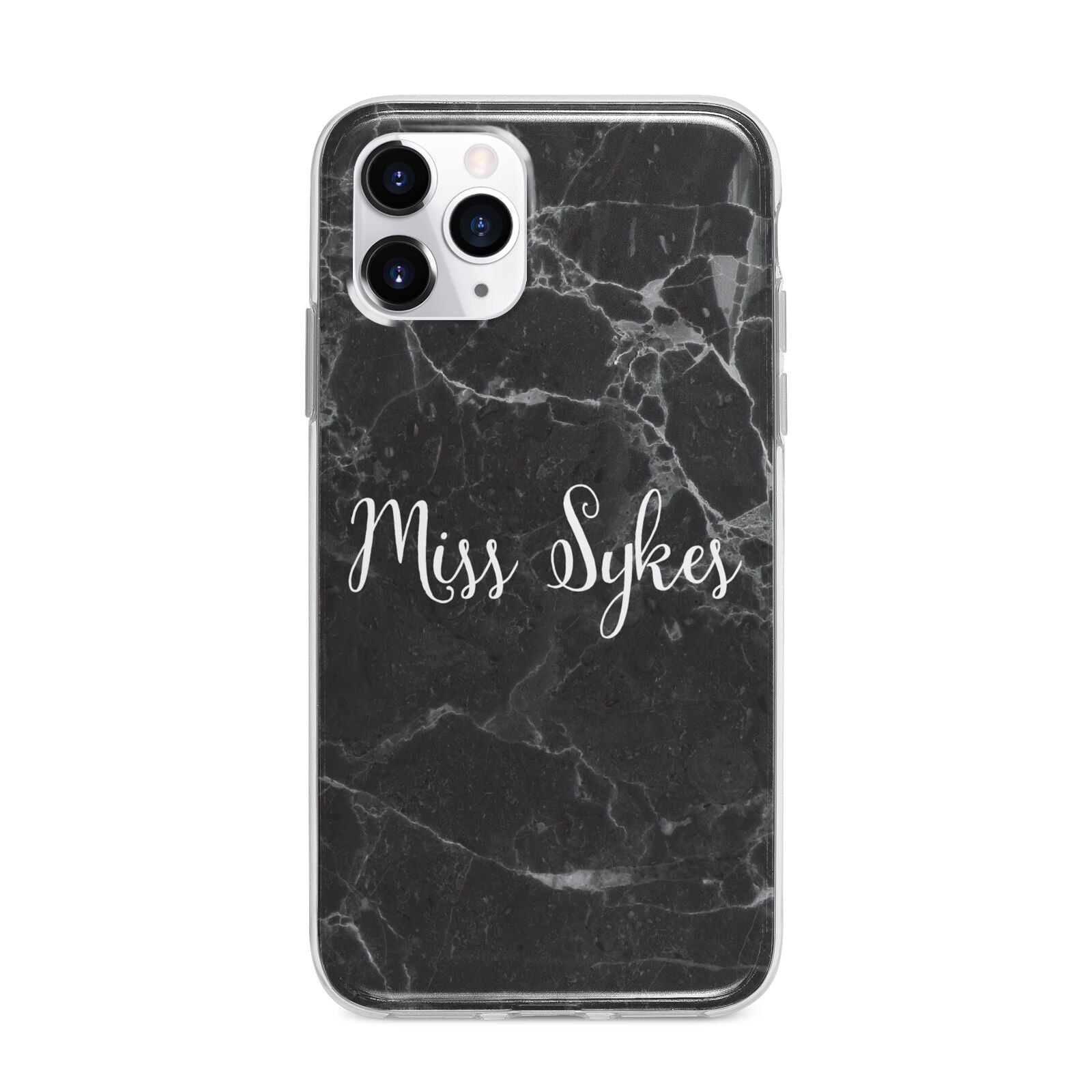 Personalised Surname Marble Apple iPhone 11 Pro Max in Silver with Bumper Case