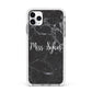 Personalised Surname Marble Apple iPhone 11 Pro Max in Silver with White Impact Case