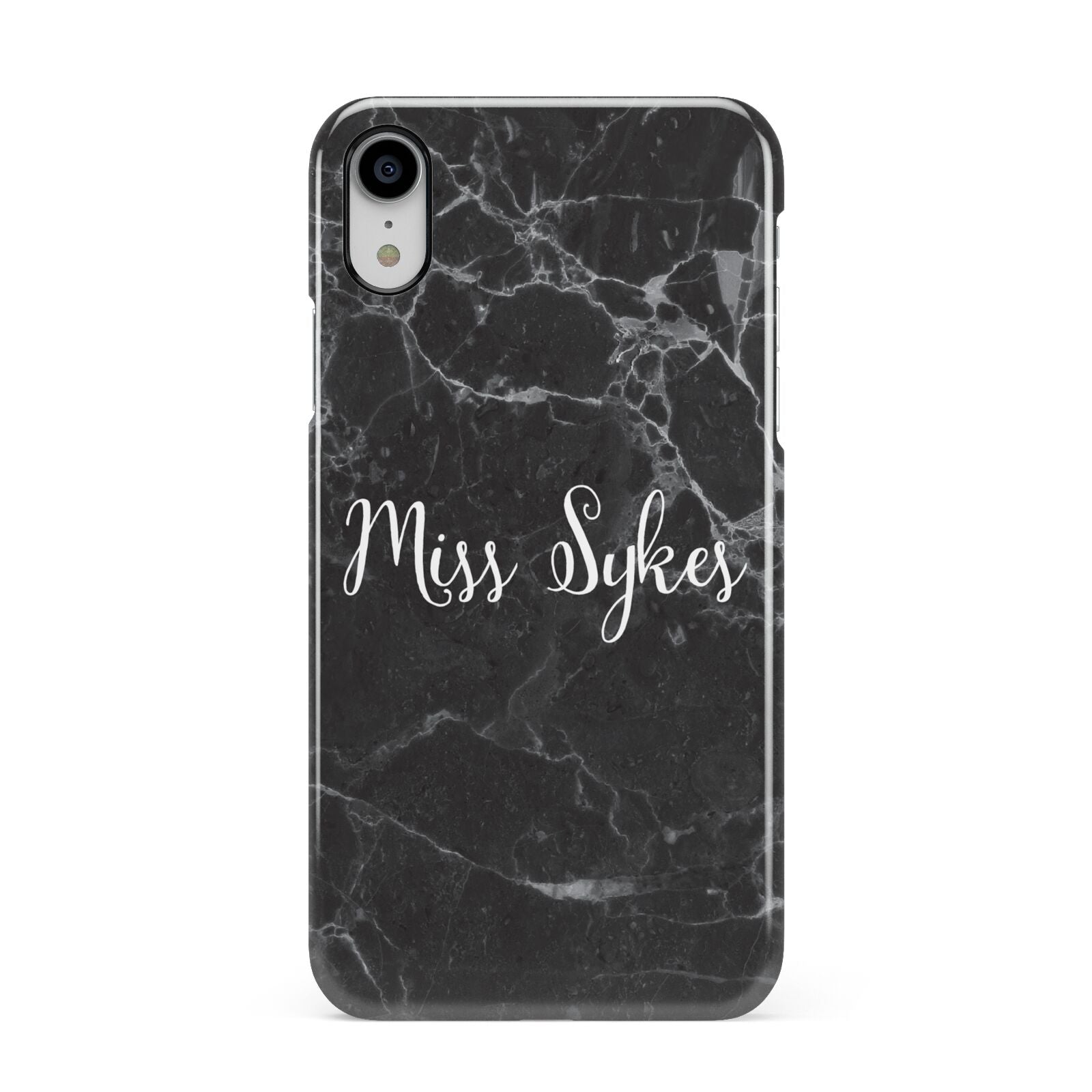 Personalised Surname Marble Apple iPhone XR White 3D Snap Case