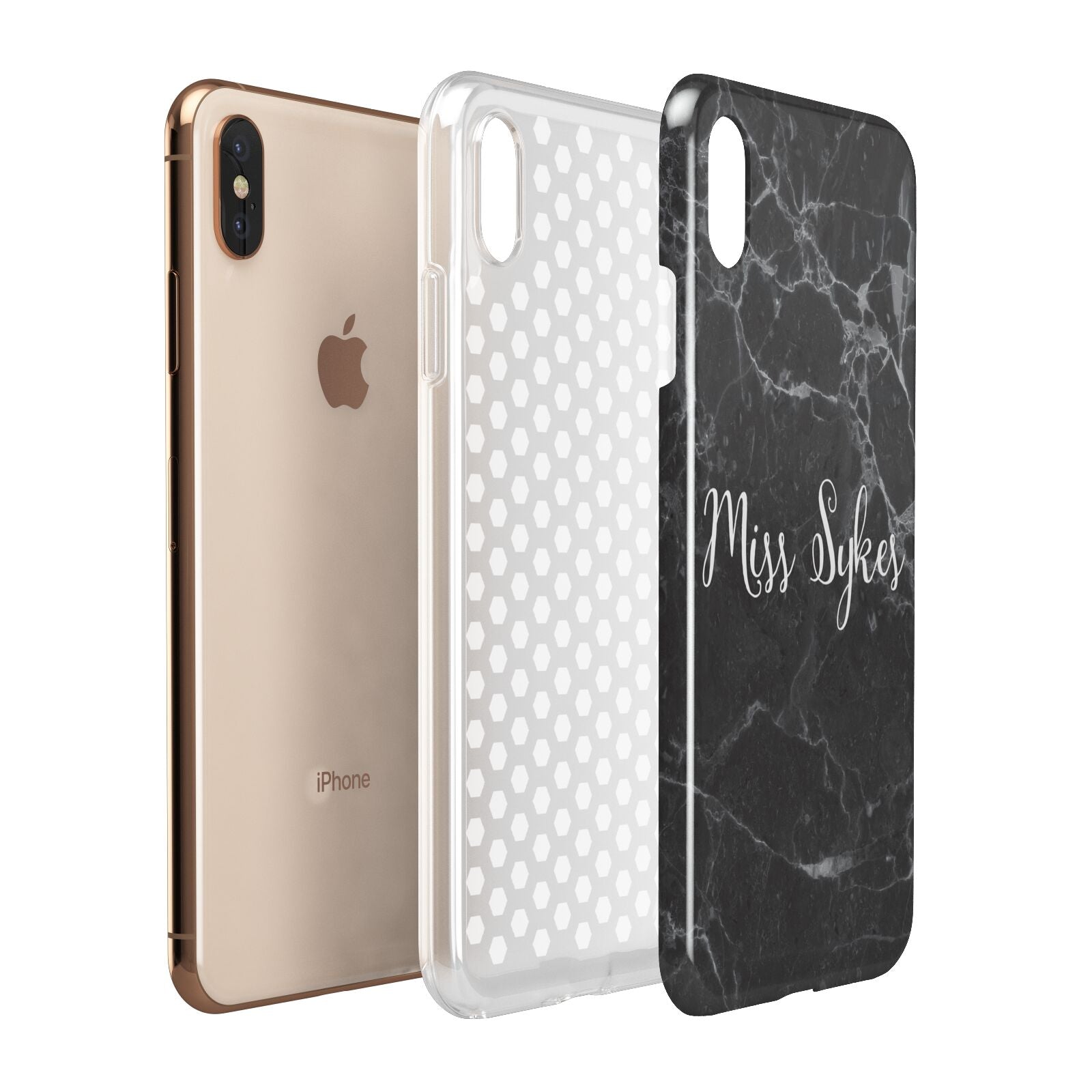 Personalised Surname Marble Apple iPhone Xs Max 3D Tough Case Expanded View