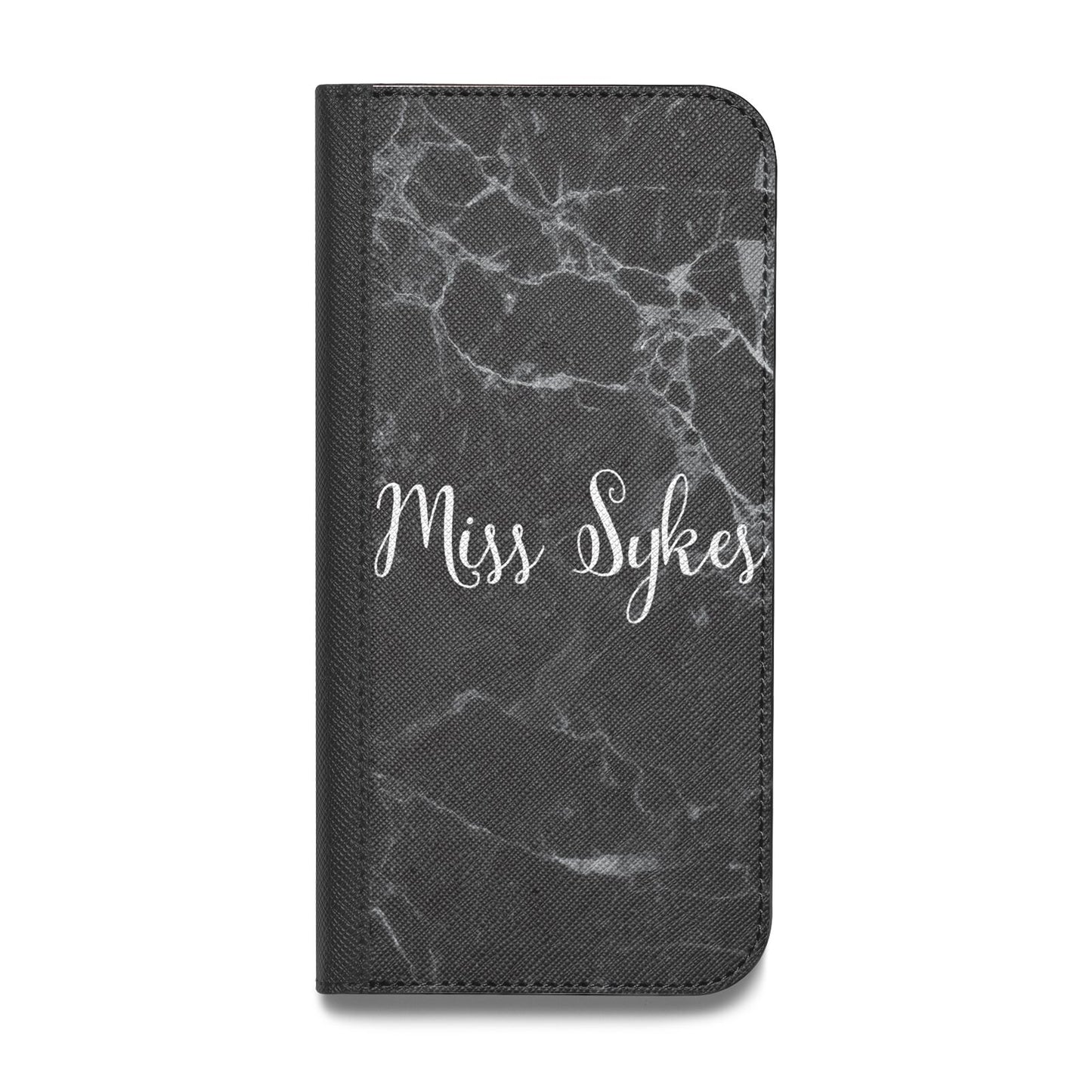 Personalised Surname Marble Vegan Leather Flip iPhone Case