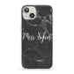 Personalised Surname Marble iPhone 13 Clear Bumper Case