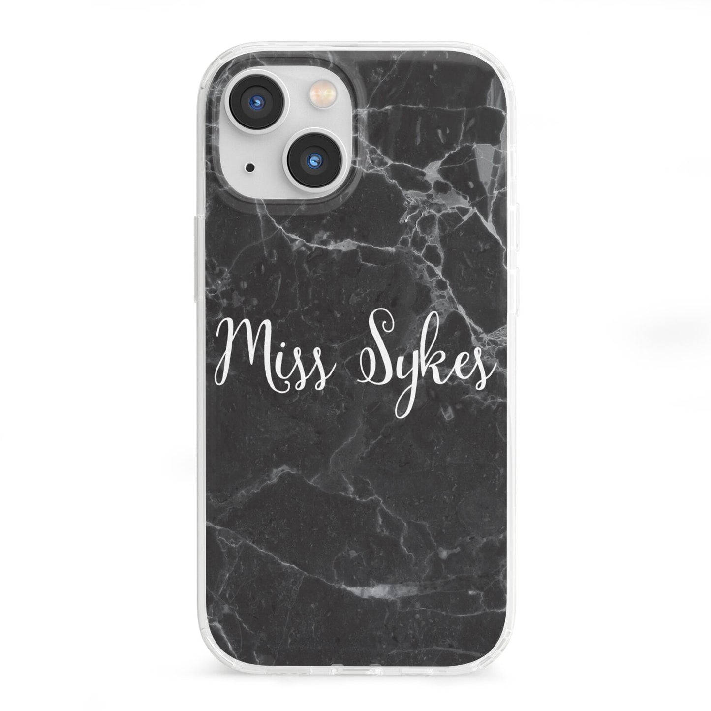 Personalised Surname Marble iPhone 13 Mini Clear Bumper Case