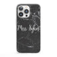 Personalised Surname Marble iPhone 13 Pro Clear Bumper Case