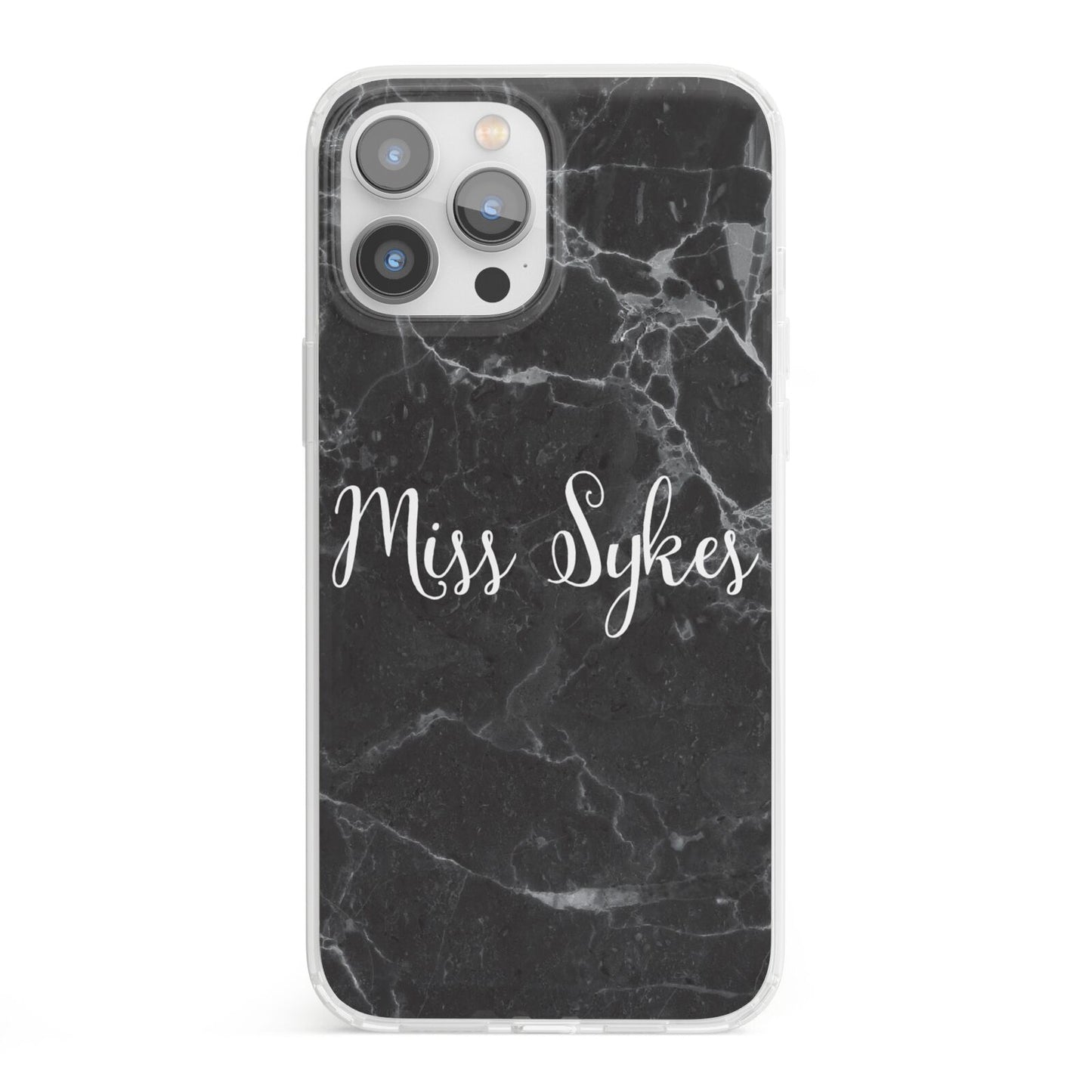 Personalised Surname Marble iPhone 13 Pro Max Clear Bumper Case