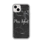 Personalised Surname Marble iPhone 14 Plus Clear Tough Case Starlight