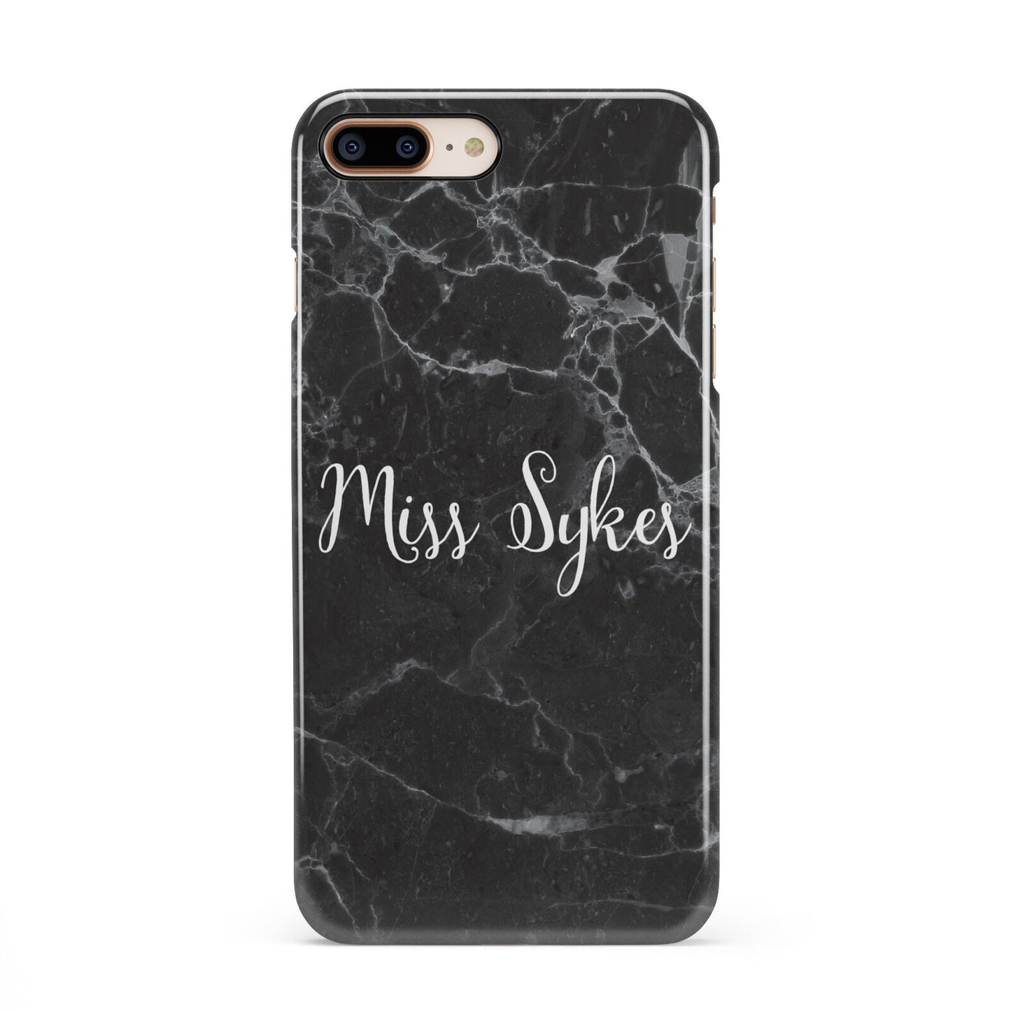 Personalised Surname Marble iPhone 8 Plus 3D Snap Case on Gold Phone