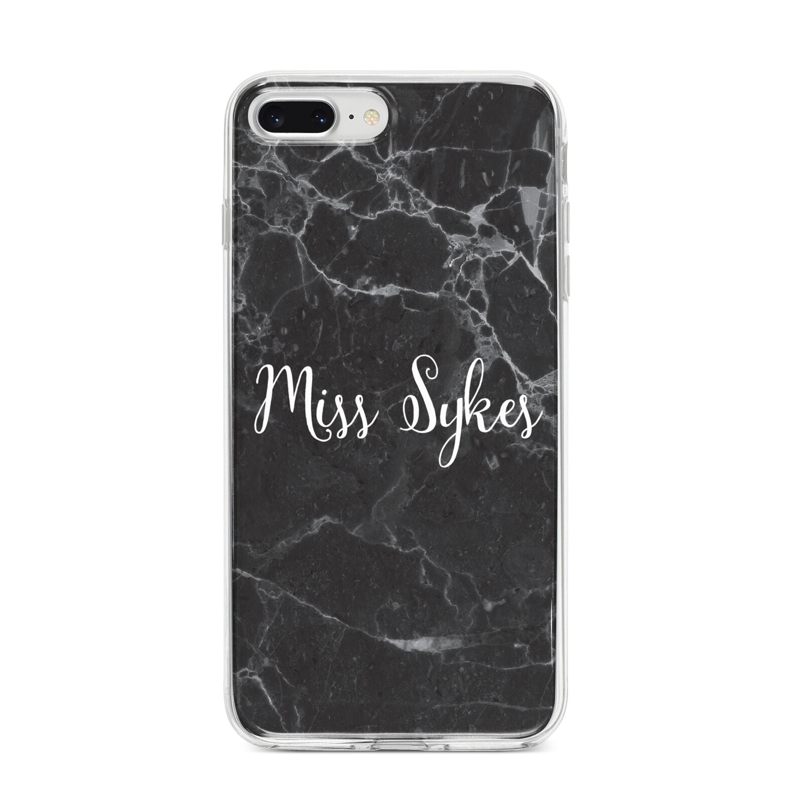Personalised Surname Marble iPhone 8 Plus Bumper Case on Silver iPhone