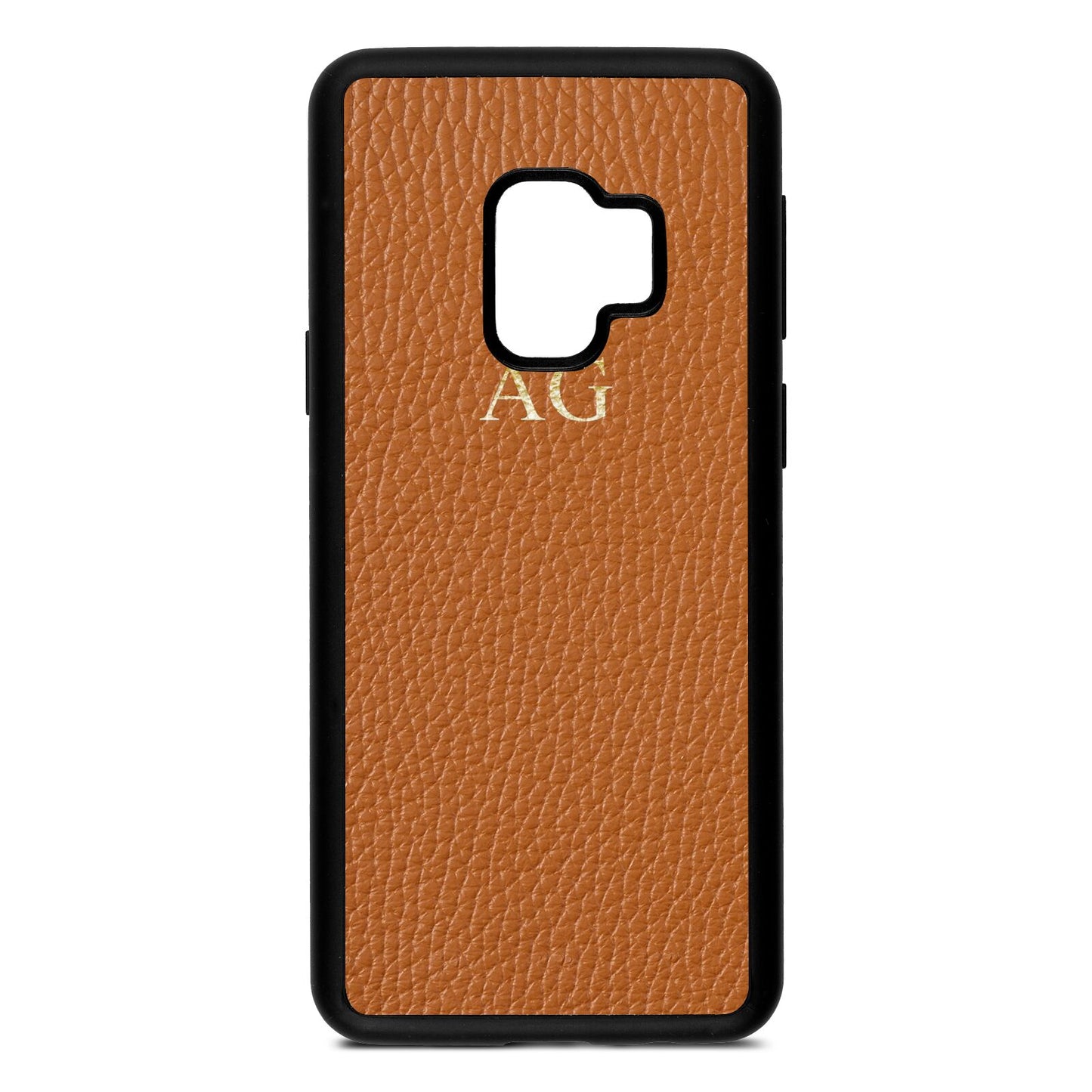 Personalised Tan Pebble Leather Samsung S9 Case