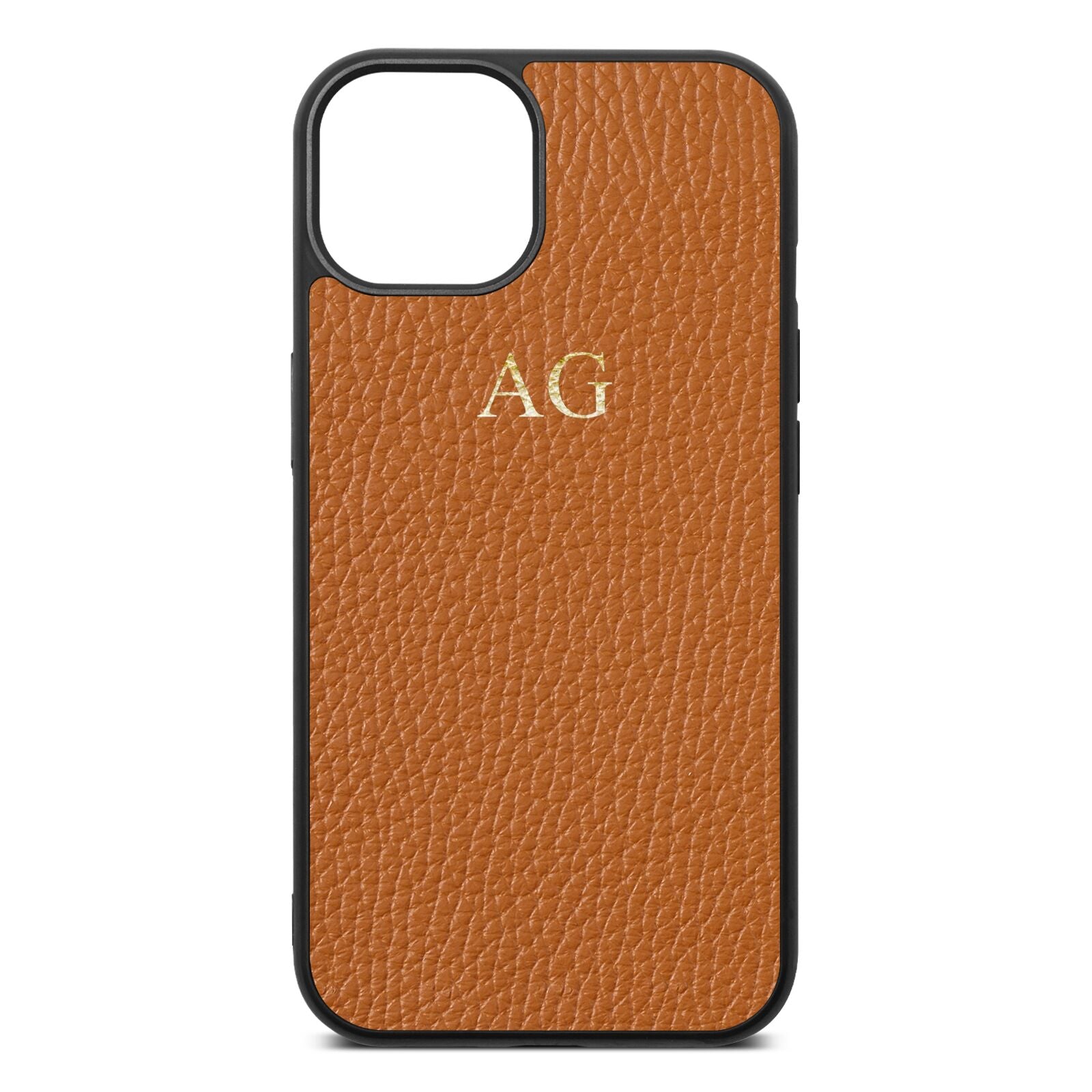 Personalised Tan Pebble Leather iPhone 13 Case