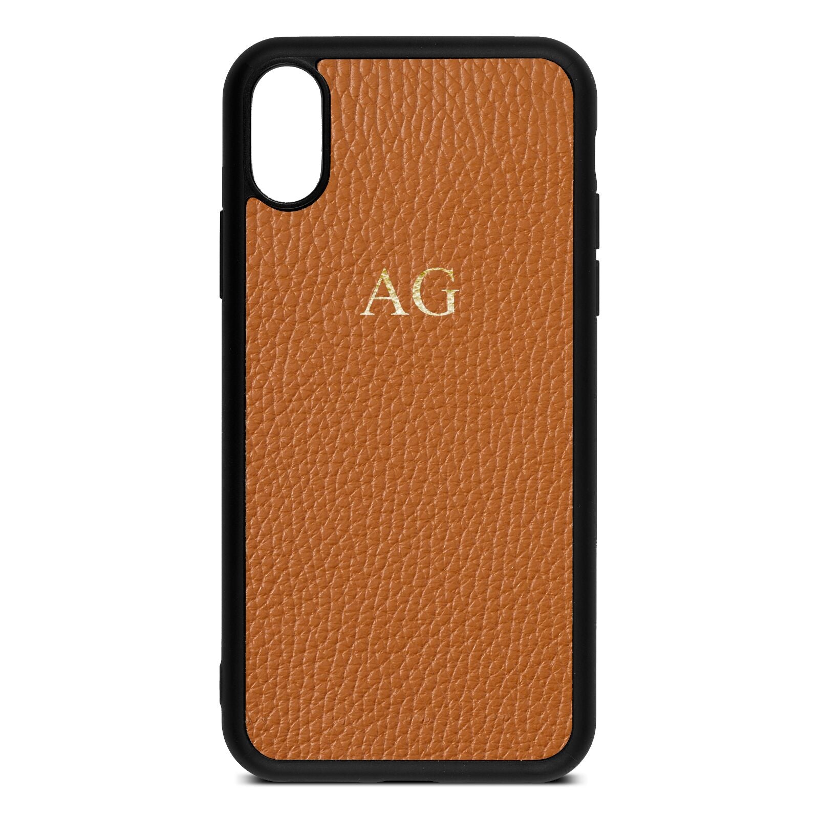 Personalised Tan Pebble Leather iPhone Xs Case