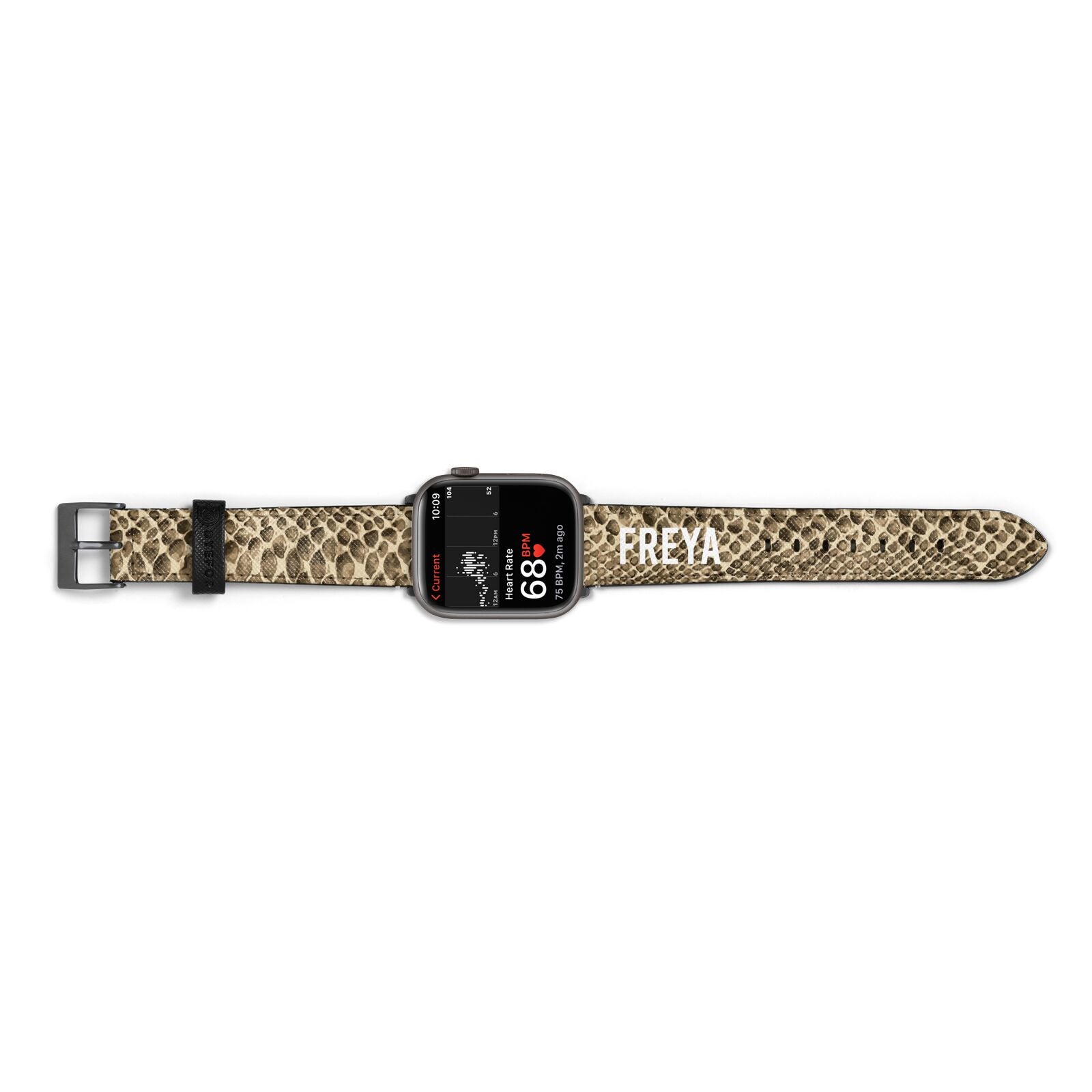 Personalised Tan Snakeskin Apple Watch Strap Size 38mm Landscape Image Space Grey Hardware