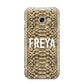 Personalised Tan Snakeskin Samsung Galaxy A3 2017 Case on gold phone