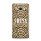 Personalised Tan Snakeskin Samsung Galaxy J7 2016 Case on gold phone