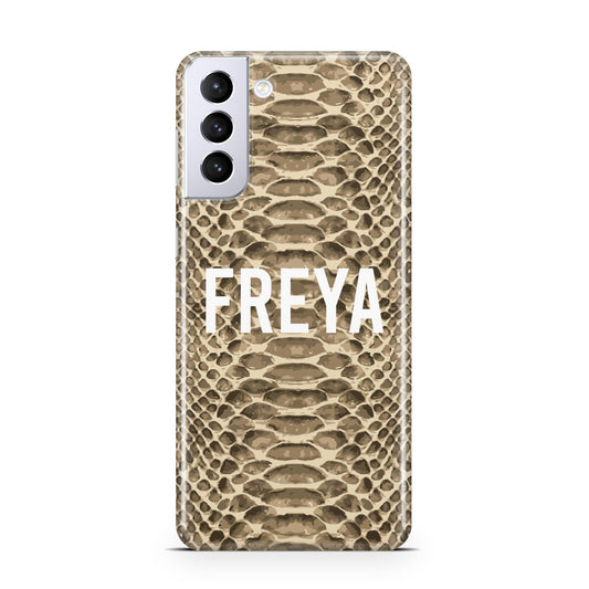 Personalised Tan Snakeskin Samsung S21 Plus Phone Case