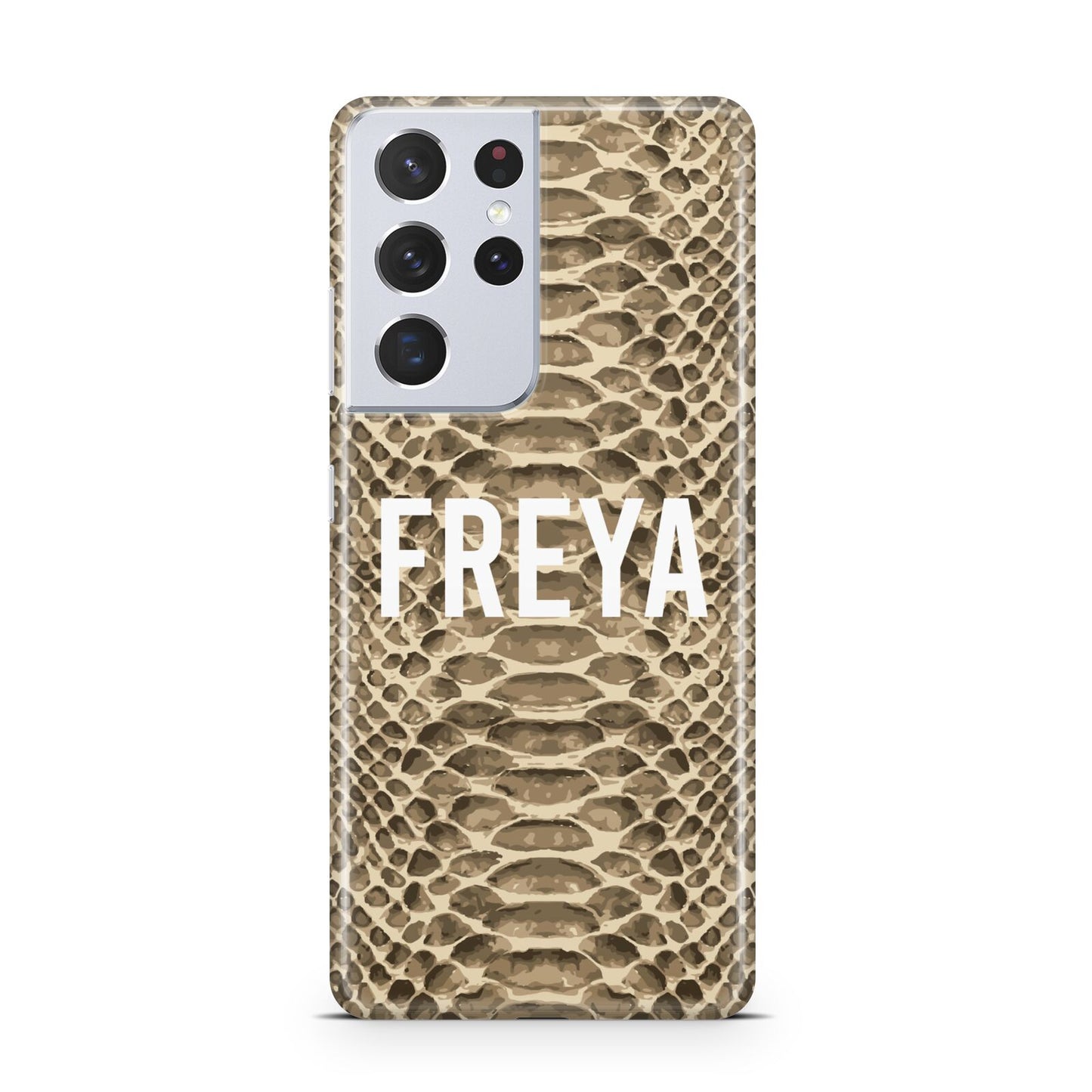 Personalised Tan Snakeskin Samsung S21 Ultra Case