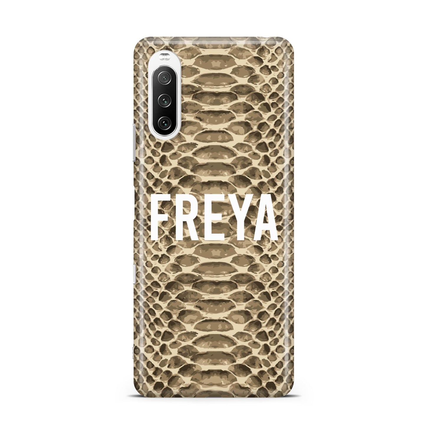 Personalised Tan Snakeskin Sony Xperia 10 III Case