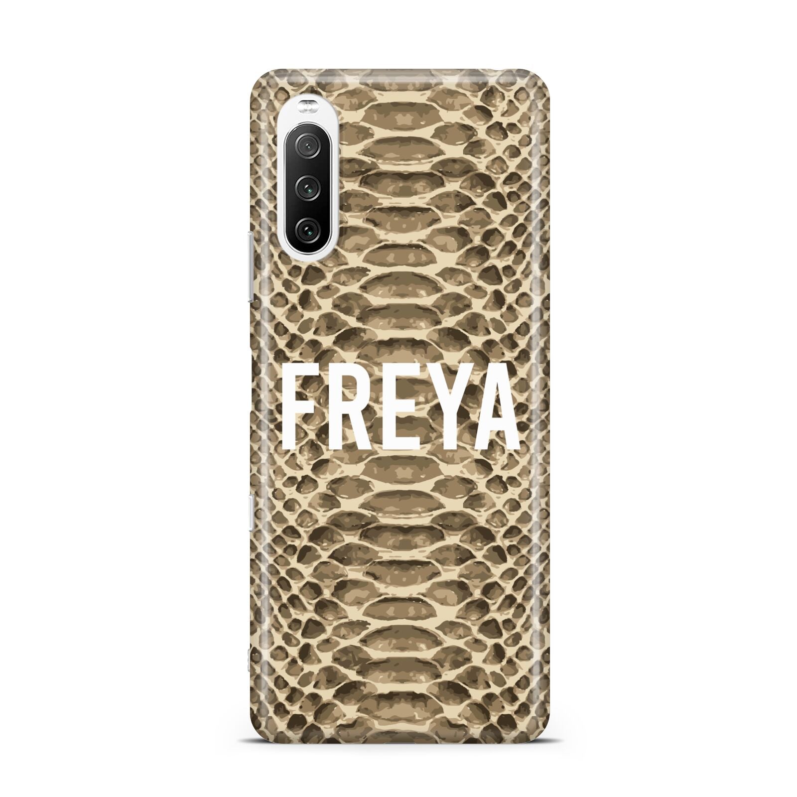 Personalised Tan Snakeskin Sony Xperia 10 III Case