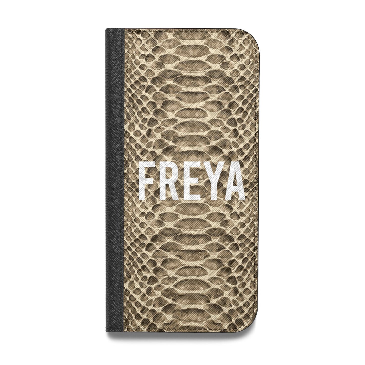 Personalised Tan Snakeskin Vegan Leather Flip Samsung Case
