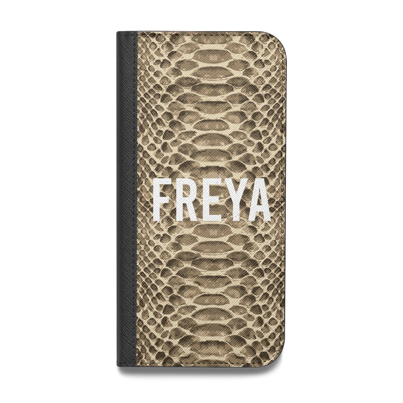 Personalised Tan Snakeskin Vegan Leather Flip Samsung Case