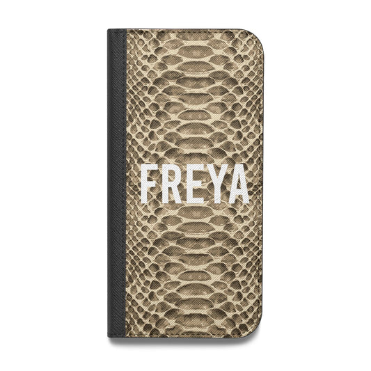 Personalised Tan Snakeskin Vegan Leather Flip Samsung Case