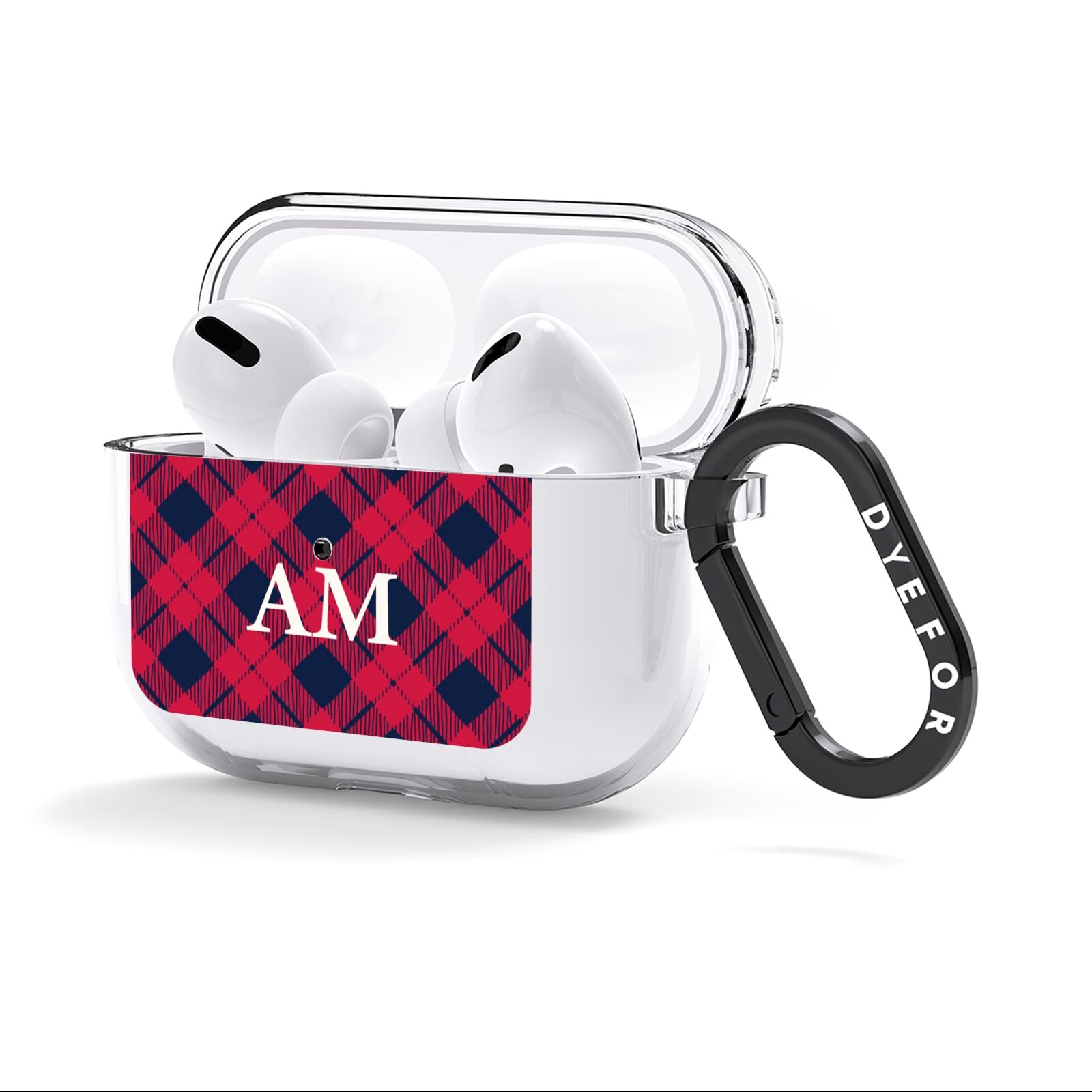 Personalised Tartan AirPods Clear Case 3rd Gen Side Image