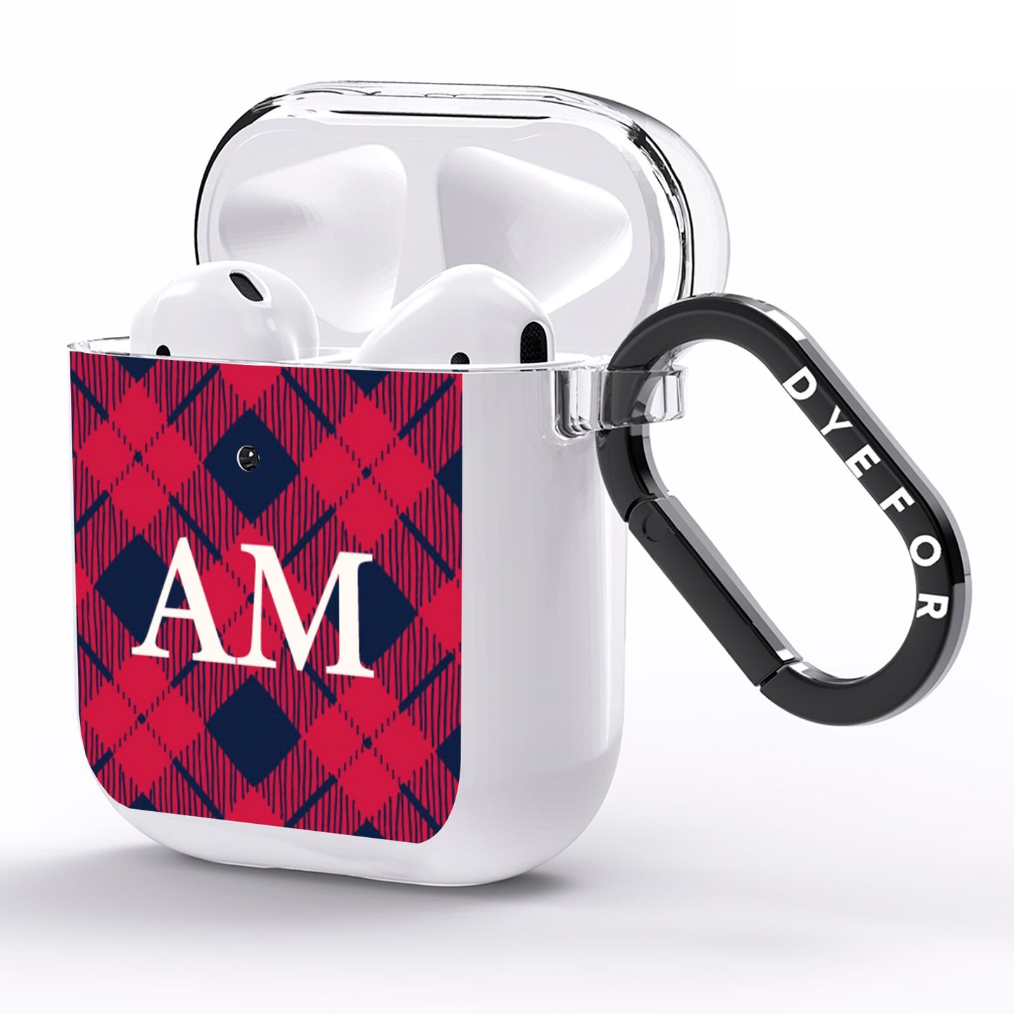 Personalised Tartan AirPods Clear Case Side Image