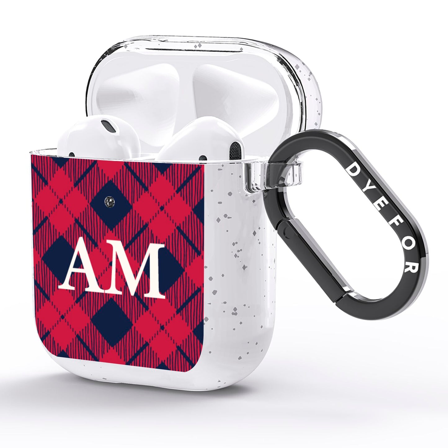 Personalised Tartan AirPods Glitter Case Side Image