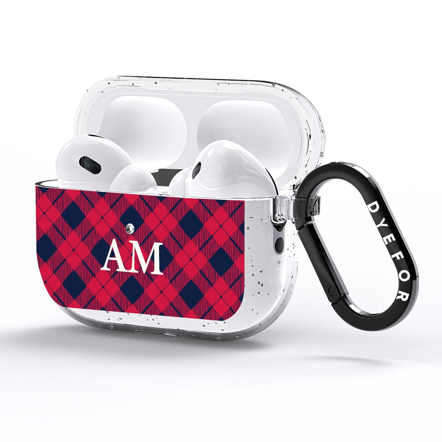 Personalised Tartan AirPods Pro Glitter Case Side Image