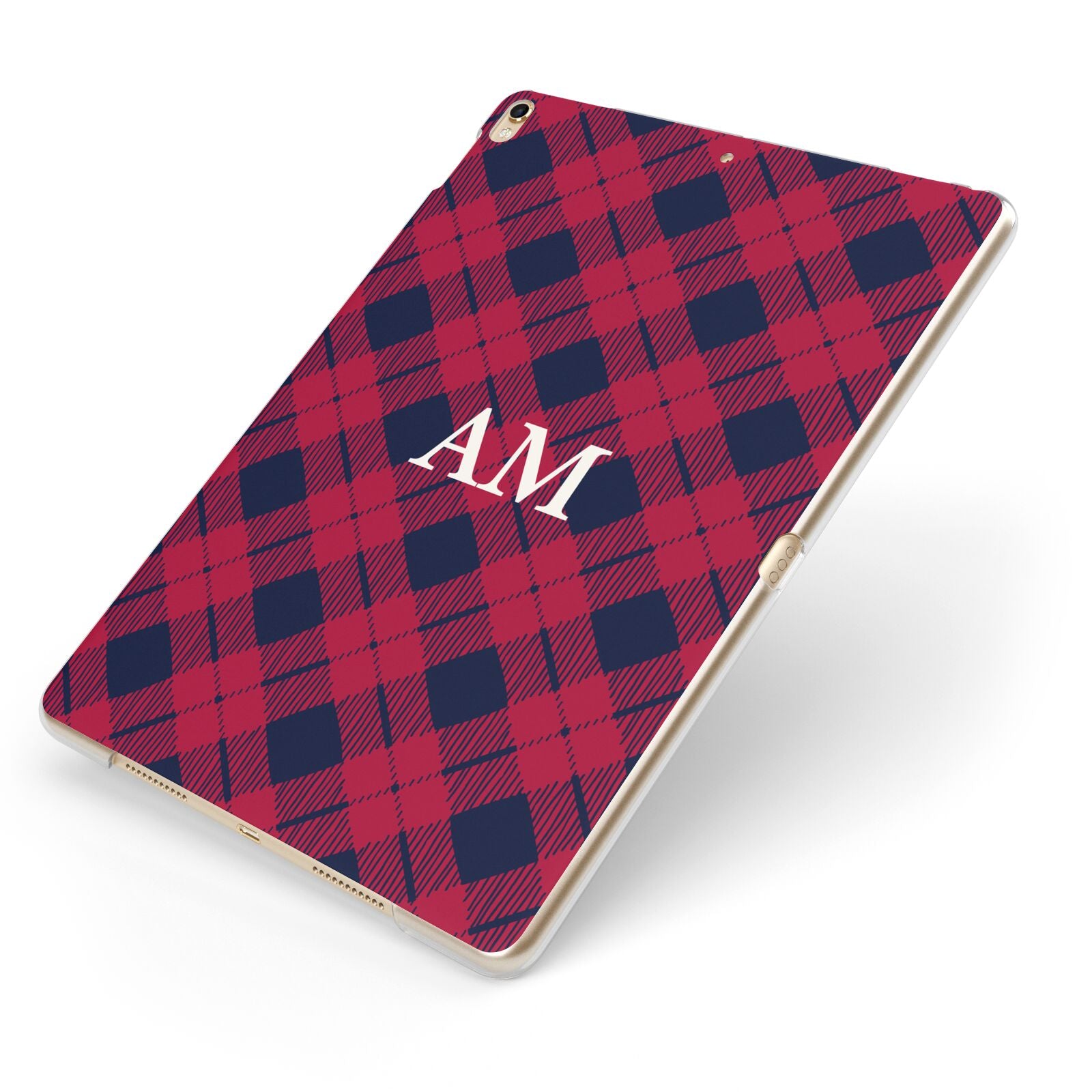 Personalised Tartan Apple iPad Case on Gold iPad Side View