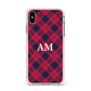 Personalised Tartan Apple iPhone Xs Max Impact Case Pink Edge on Gold Phone