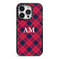Personalised Tartan iPhone 14 Pro Black Impact Case on Silver phone