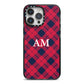 Personalised Tartan iPhone 14 Pro Max Black Impact Case on Silver phone