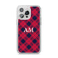 Personalised Tartan iPhone 14 Pro Max Glitter Tough Case Silver