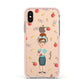 Personalised Teacher Cartoon Apple iPhone Xs Impact Case Pink Edge on Gold Phone